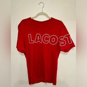 Red lacoste shirt